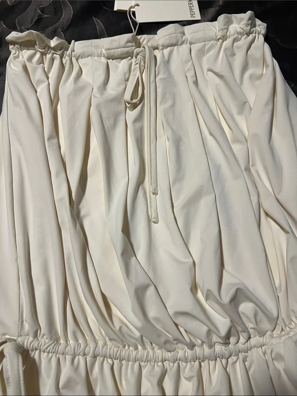 NWT Peppermayo Leighton Strapless Mini Dress Ivory Cream Drawstring Women’s XS/S - Picture 5 of 14